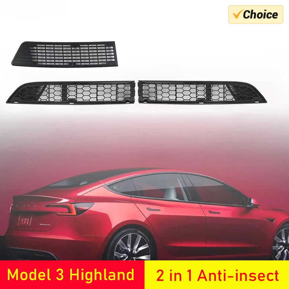 Front Grill Mesh Inserts for Tesla Model 3 Highland 2026 2026 Air Inlet Vent Grille Cover Protector Replacement Trim Accessories
