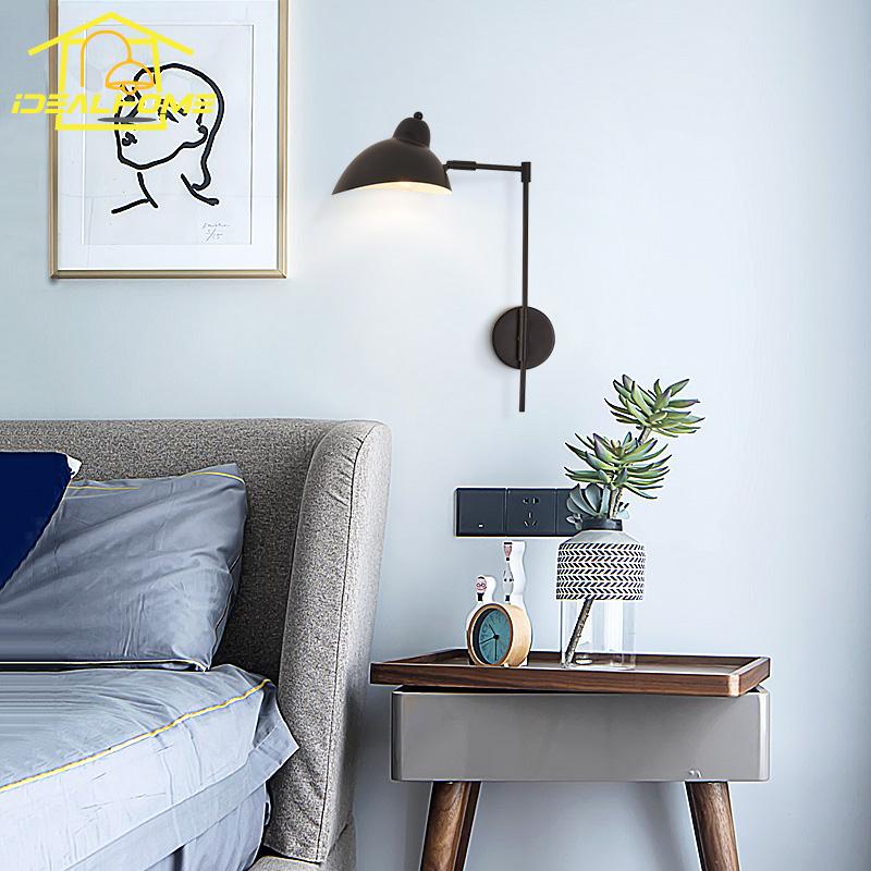 Industrial Simple Rotatable Wall Lamp LED E27 Bedside Bedroom Black Wall Mounted Staircase Homestay Corridor Living Room Study