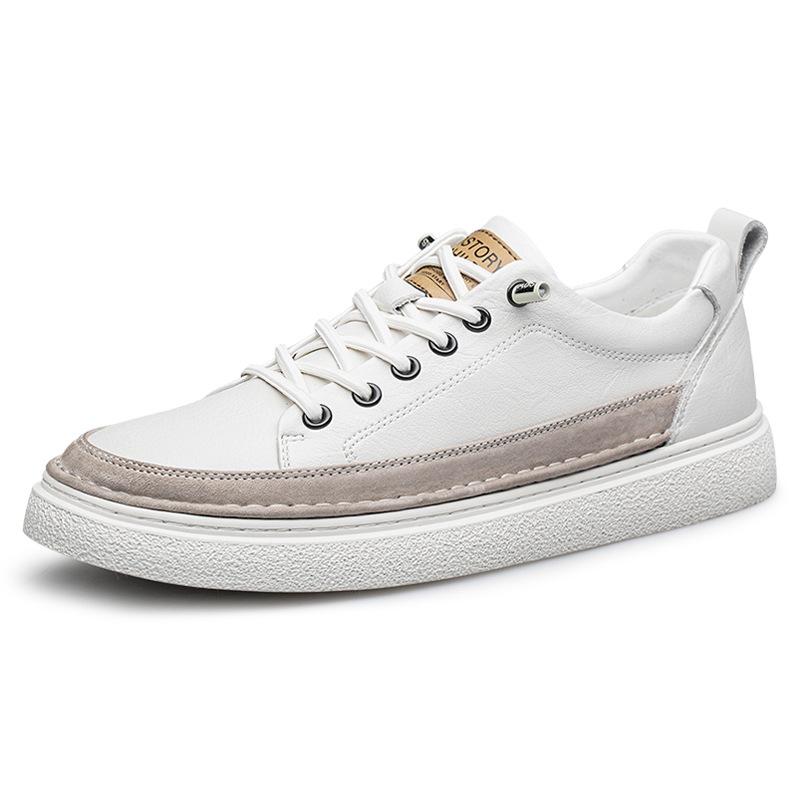 Men s Spring/Autumn Versatile Cowhide Slip-On Casual White Shoes Size 43