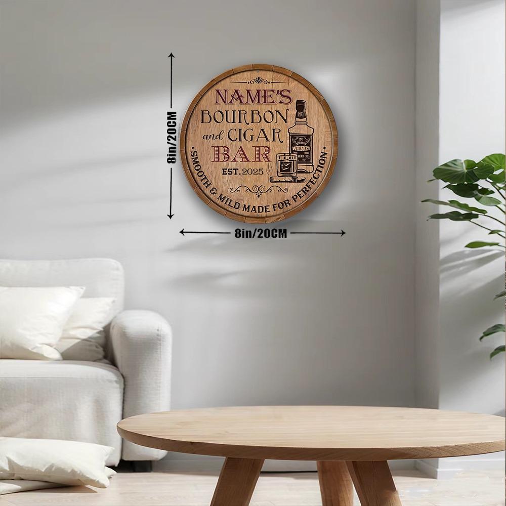 20x20cm Rond Retro Aluminium Bord Bourbon Sigarenbar Decoratie Op Maat Gemaakte Metalen Plaat Whiskey Ontwerp