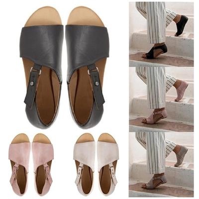 Buty letnie damskie Skórzane sandały płaskie Klamry Pasek kapcie Ryby Usta