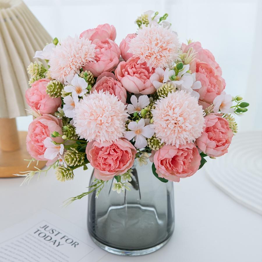 1/3PCS Artificial Flowers Peony Silk Wedding Wreath Home Room Vase Table Decor Bridal Bouquets Festival Outdoor Courtyard Garden