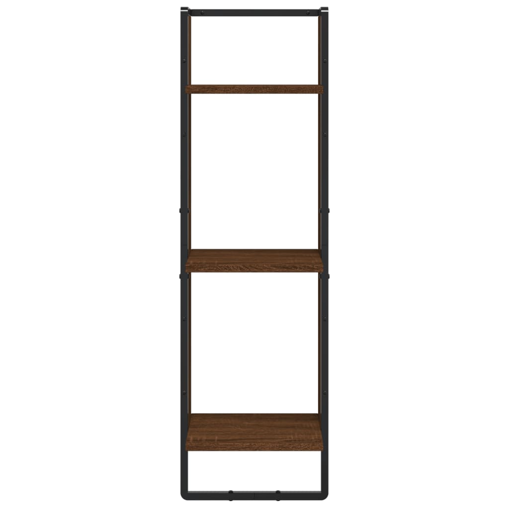 Wall Shelf 3 Tier Brown Oak Effect 30 x 25 x 100 cm Wood Based Material