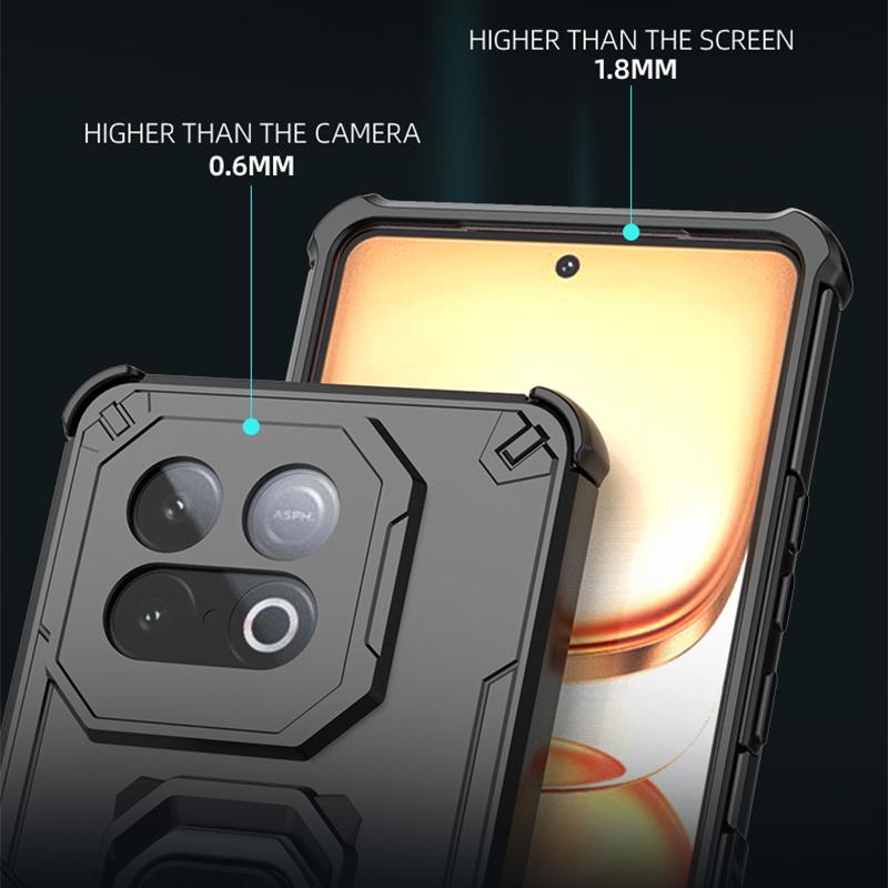 KEYSION Coque Armure Antichoc pour IQOO Z10 Turbo 5G Silicone+PC Support Anneau Métal Vertical Live Housse de Téléphone pour IQOO Z10 Turbo Pro