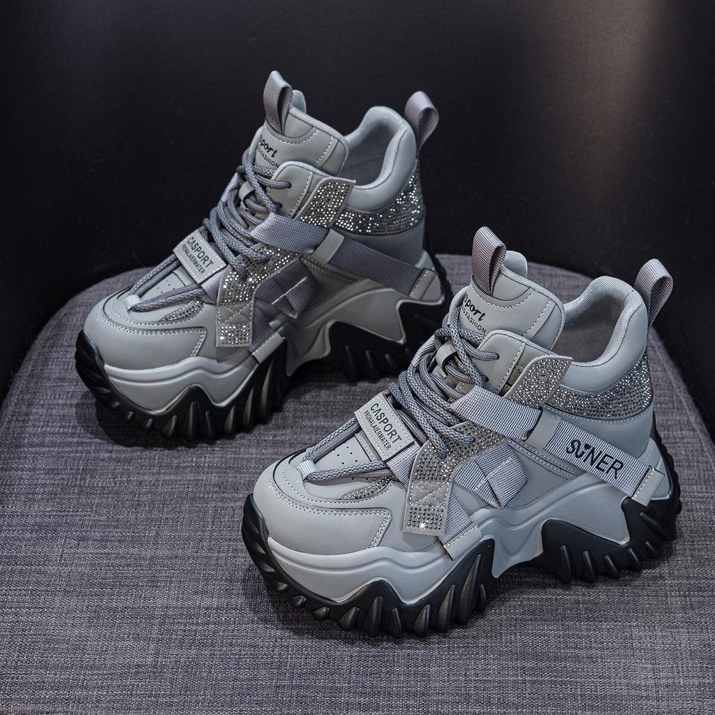 Thick-soled Dad Shoes Are Casual and Versatile, with Fleece Lining for Height-increasing Women's Shoes