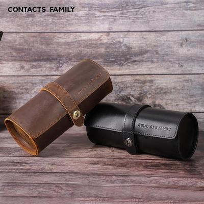Genuine Leather Watch Box 3-Piece Set with Round Buckle for Outdoor Travel - In Stock