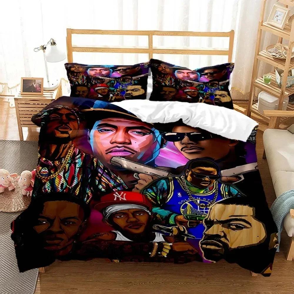 Hip Hop Rapper Bedding Set Printed With Pillowcase Duvet Cover Soft Queen King Size Bedclothes Home Personal Style