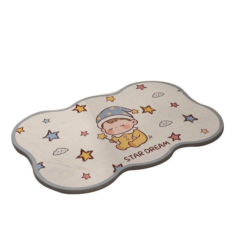 Cartoon Anti-Slip Bathroom Floor Mat - Water-Absorbent Linen Material for Toilet Entryway