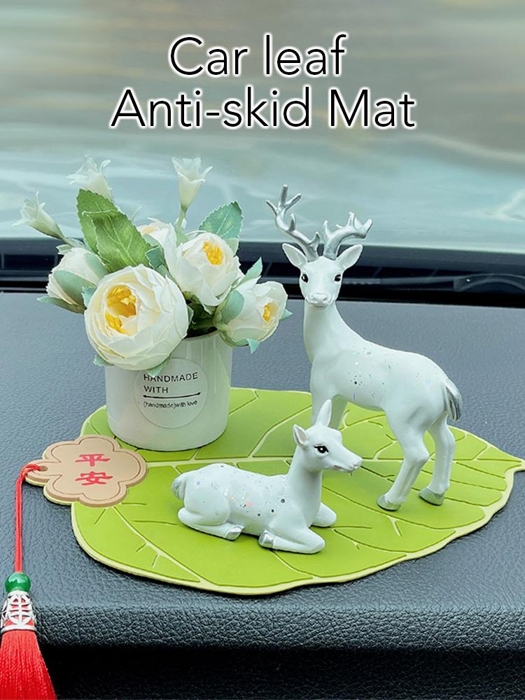 

Креативная противоскользящая накладка на центральную консоль автомобиля с зелеными листьями, устойчивая к высоким температурам, мягкая силиконовая накладка из ПВХ для безопасного путешествия в автомобиле Other&Four Seasons зелёный