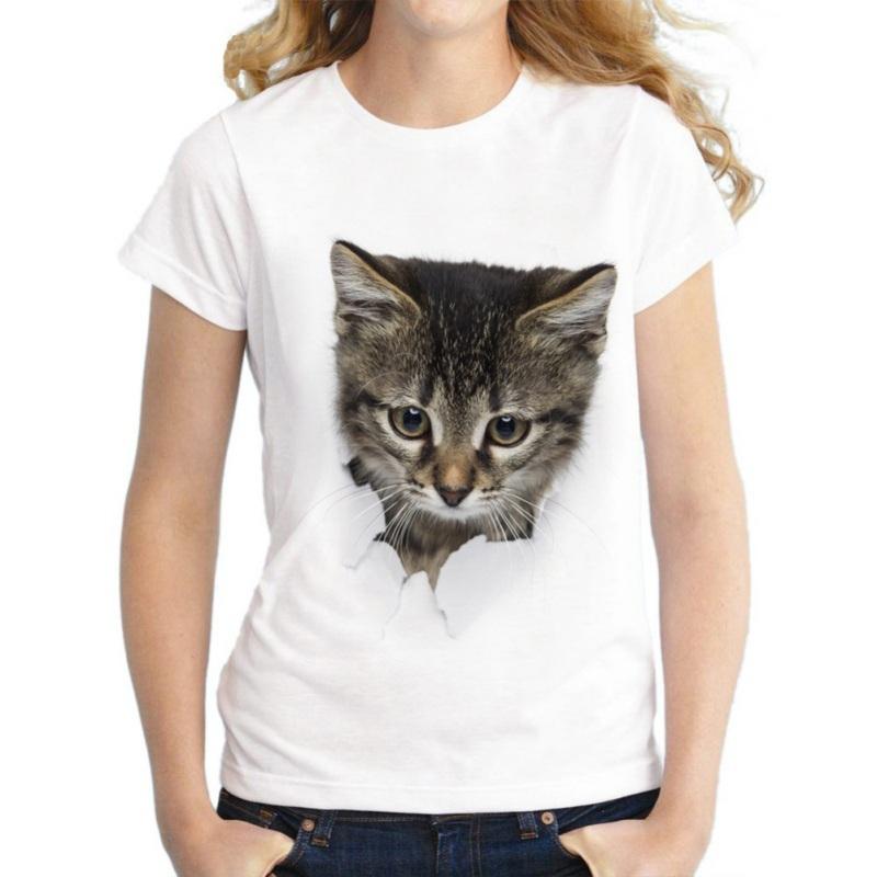 2021 Summer T shirt women Naughty Cat 3D Lovely Printing Originality ONeck harajuku Short Sleeves Tshirts Tops Tee Plus Size