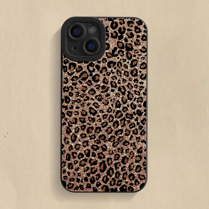 Brown Leopard Print Silicone Phone Case For iPhone 17 16 15 14 13 12 11 Pro Max 17Air 16E XS X XR 7 8 Plus Shockproof Soft Cover