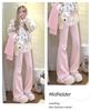 Winter 2025 Women's High-Waisted Pink Fleece-Lined Micro-Flare Sweatpants - Petite Size.