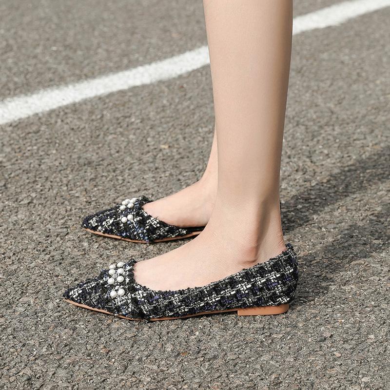 Fashion Flat Shoes for Women Pointed Toes Shallow Cuts Boat Shoes Luxury Shoes Women Loafers Women Shoes Super Big Size 42 43 45 46