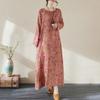 Spring Cotton Vintage Long Sleeve Print Dresses For Women Casual Loose Dress Femme Robe Vestidos Elegant Clothing