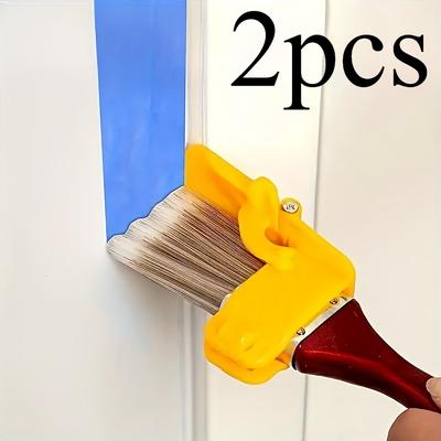 2pcs Blue Faux Fur Paint Brushes with Red Handles - No Power Needed, Durable Plastic & Synthetic Fiber for Kitchen, Bathroom, Living Room, Outdoor Use