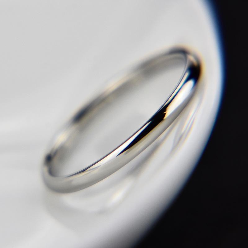 Fine blanke titan stål enkel ring bryllup smykker runde Valentinsdag elsker gave
