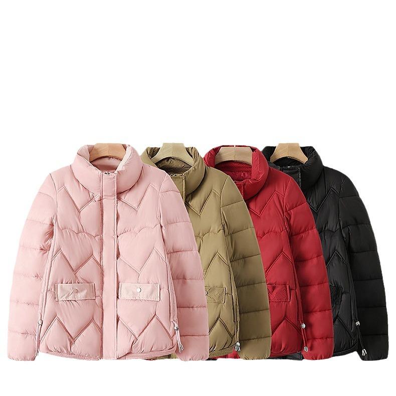 Down Cotton-padded Clothes Women's Short Models, New Winter Cotton-padded Clothes for Women's Small Loose and Thickened Stand-up Neck Cotton-padded