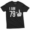 Men's 80th Birthday T-shirt Papa Grandpa Dad 79+ Middle Finger Offensive Adult Humor Tee Shirt Bday Gift Anniversary Shirt