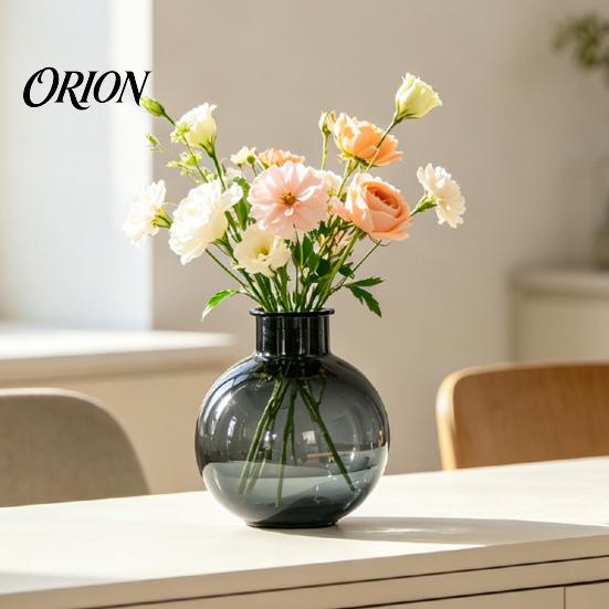 Artistic Home Decor Vase Clear Round Resin Vase, Transparent Sphere Flower Pot with Jute Stylish for Windowsill Bow, Modern Plastic Planter Hydroponic