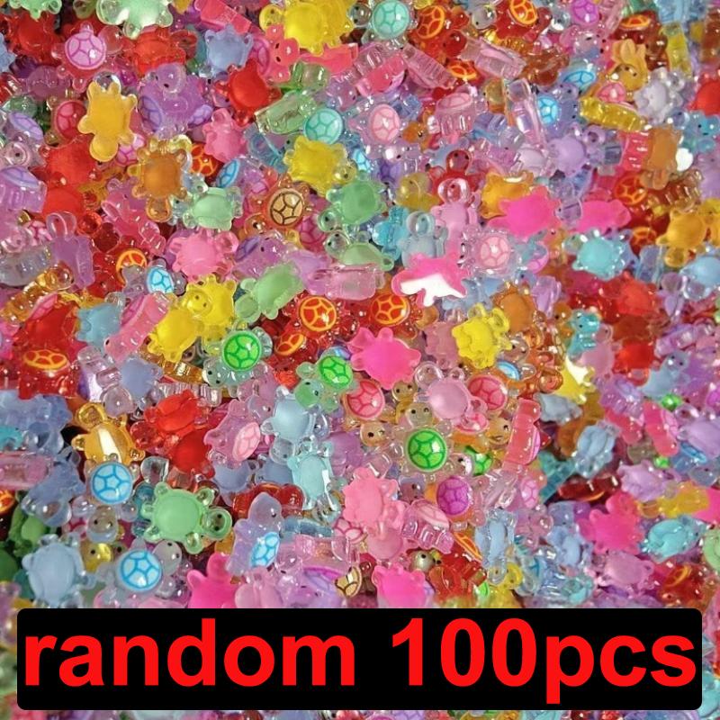 

100pcs Glow In The Dark Resin Turtle Figurines Cute Miniature Tiny Turtles Fairy Garden Micro Landscape Decoration Crafts разноцветный