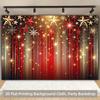 2D Flat Red Gold Streamer & Star Backdrop, Shiny New Year Party Photo Background Cloth