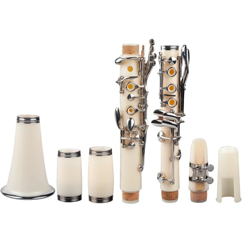OXIZER Bb Clarinet Beginner Set, 17 Keys, ABS Resin, Pearl White Tuned, Nickel-Plated, Club-Friendly, Includes Reeds, Strap, and Hard Case, Pitch-Stab