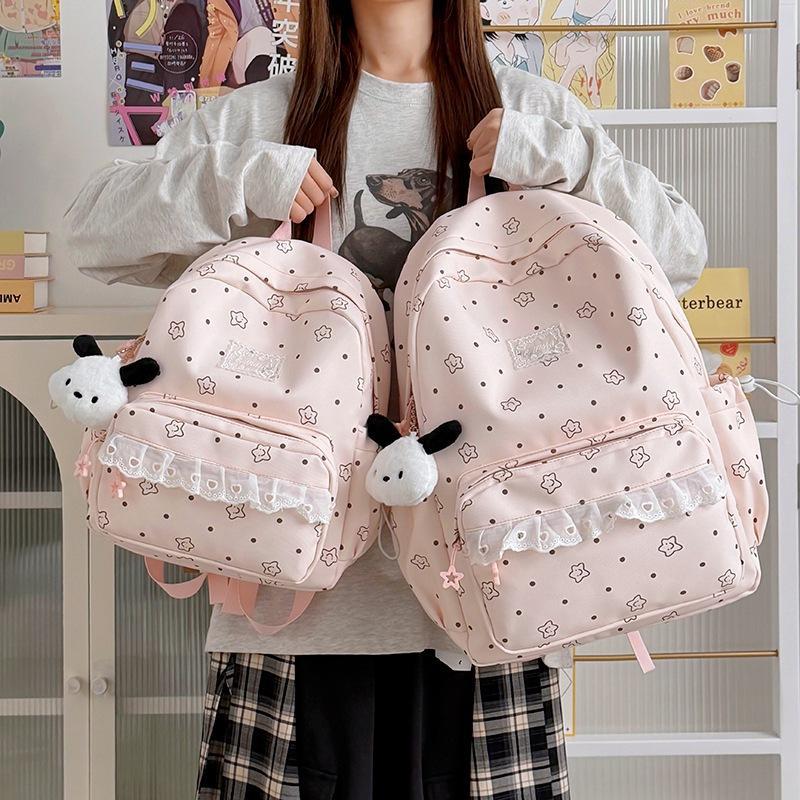 Schoolbag Japanese Lolita Style Lace Bow Lace Backpack Cute Girlfriend Style Shopping Trip Small Backpack