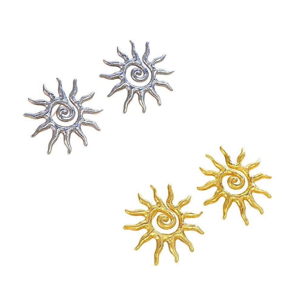 Light Luxury Sun-shaped Flower Earrings Unique Sun Ear Stud Temperament Metal Stud Earrings Daily