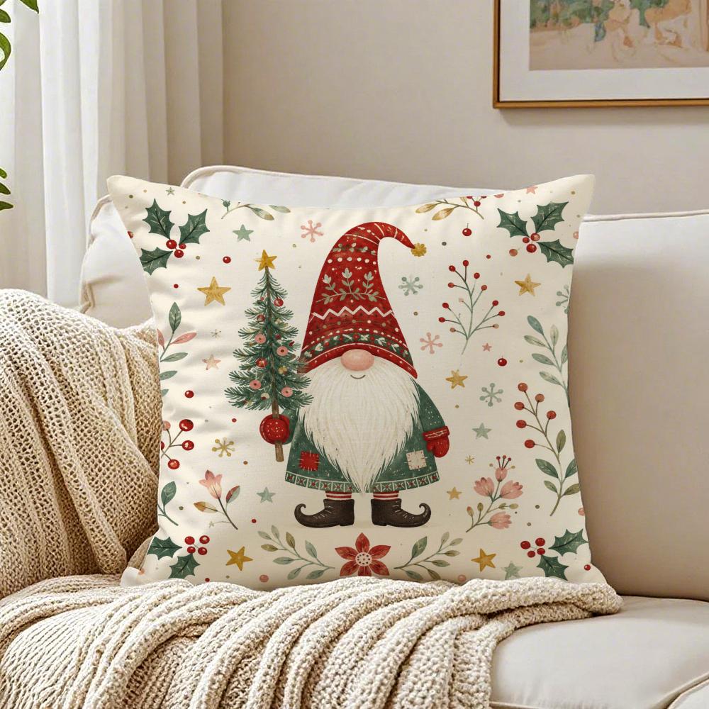 Merry Christmas Green Cushion Cover Breathable Short Plush Cushion Covers Machine Washable WrinkleResistant Soft Durable