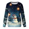 Women's Casual Fashion Christmas Print Long Sleeve Round Neck Pullover Top Blouse Sweatshirt
