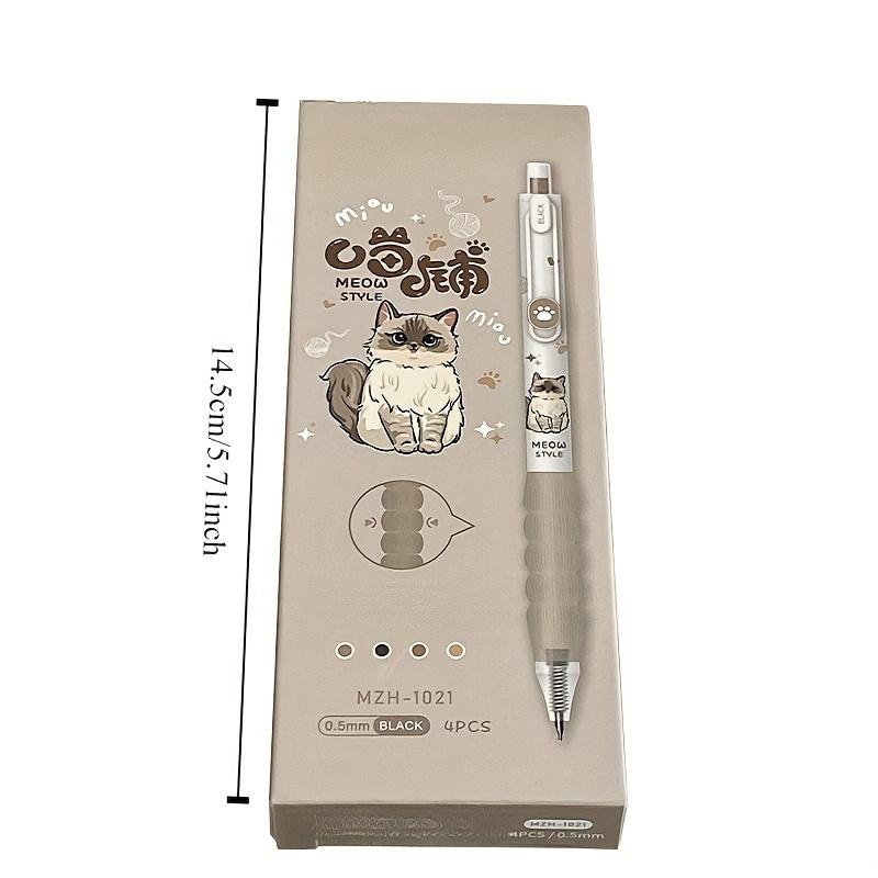 4er-Pack Neutralstift 0,5 mm Schwarze Katze Wasserstift Druckstift ST-Spitze Schnelltrocknend Prüfung Pinselübung Studium