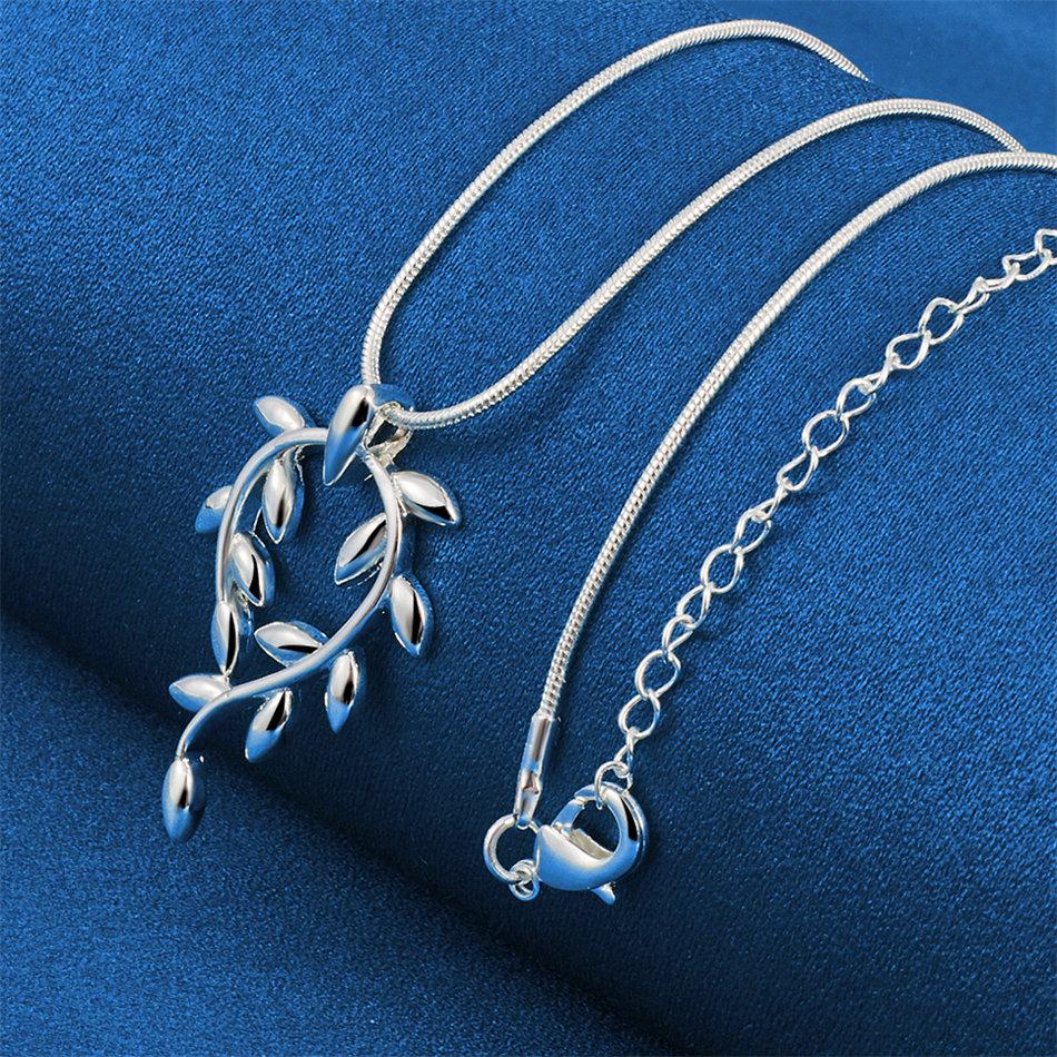 925 sterling silver 16-30 inch delicate leaf pendant necklace, suitable for women's fashionable wedding jewelry accessories