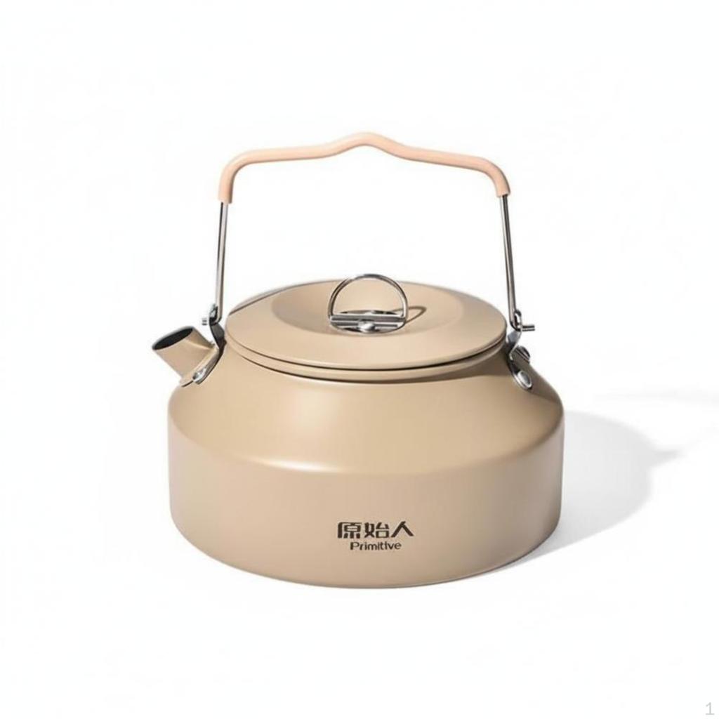 Camping Gear, Portable Kettle, FoodGrade Aluminum, Outdoor Hiking 900ml A Black
