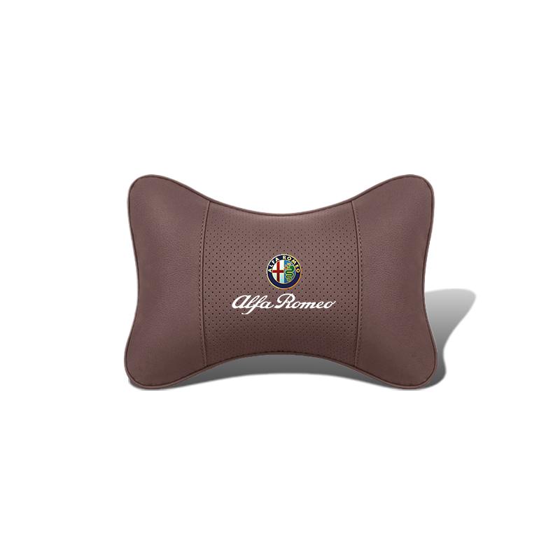 Car Stickers For Alfa Romeo 1Pcs Pu Leather Car Neck Pillow Auto Emblem Headrest For Alfa Romeo Giulietta 159 Mito Giulia Stelvi