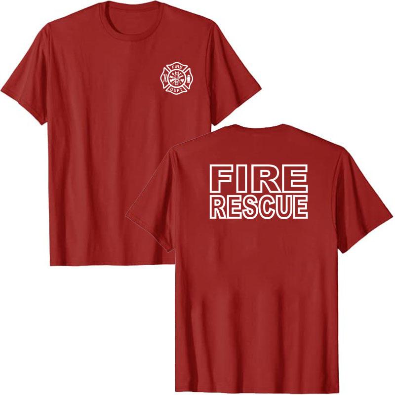 

Fire Rescue T-Shirt Firefighter Maltese Cross Fire Department Women Men Clothing Short Sleeve Blouses Graphic Tee Tops S
