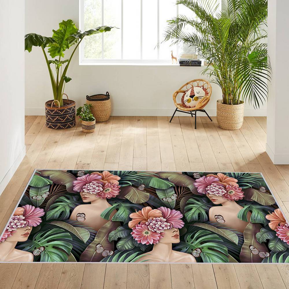 

Домашний моющийся ковер с принтом Rovigo RVG1662 50X80 зелёный