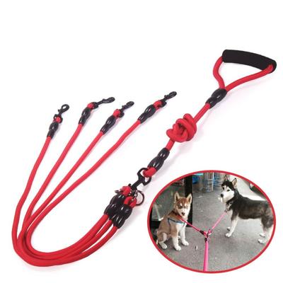 With Foam Handle 2/3/4 Way Pet Leash Adjustable Nylon Two Heads Dogs Leash Black Durable Dogs Traction Rope Outdoor