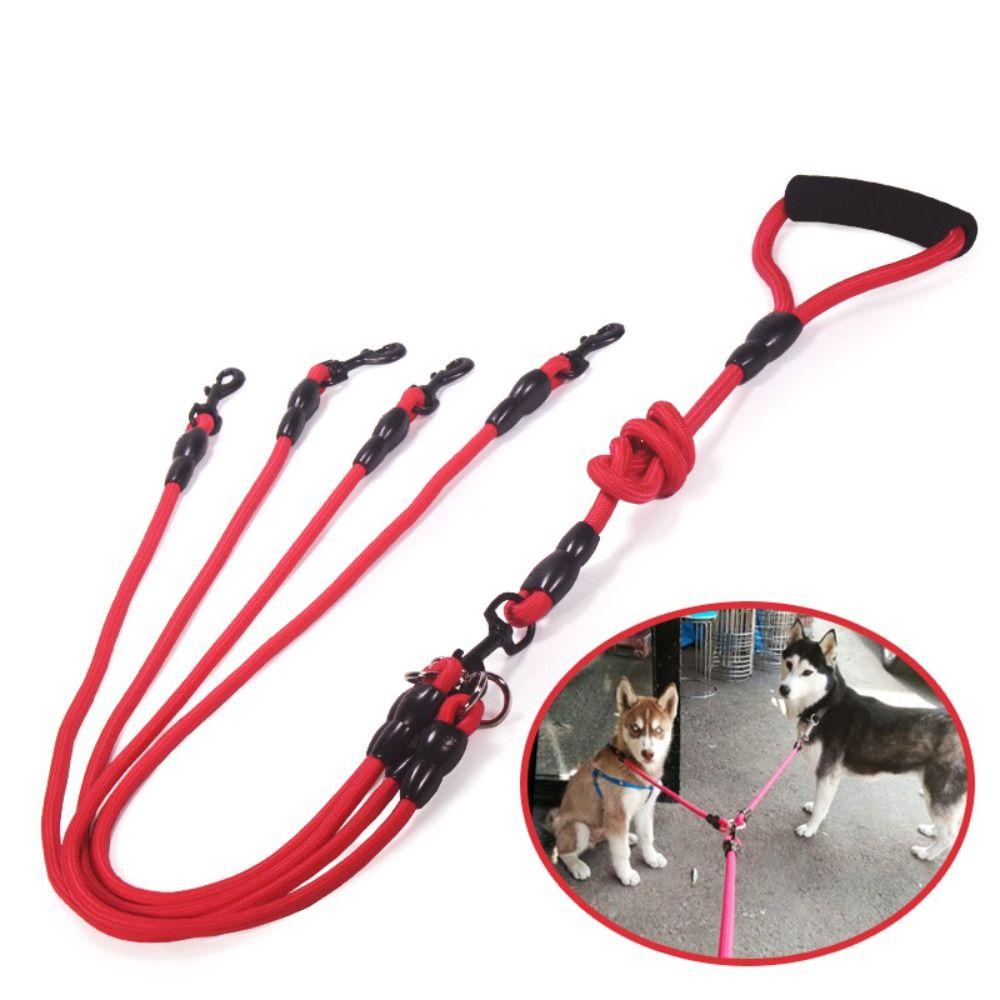 With Foam Handle 2/3/4 Way Pet Leash Nylon Dogs  Traction Rope Two Heads Dogs Leash  Outdoor
