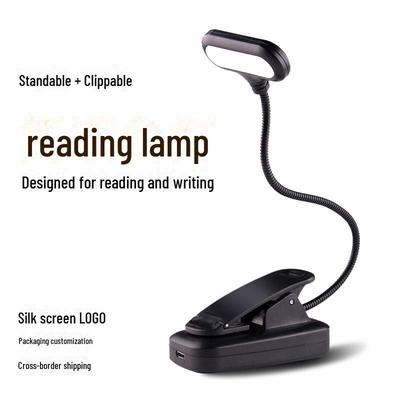 Lampada da scrivania a LED con clip per dormitorio, camera da letto e studio - Protezione occhi, Ricarica USB, Tubo flessibile
