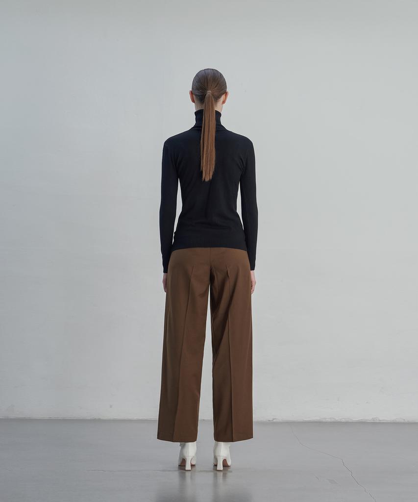 Julliapepe Signature Wool Semi Wide Slacks (Brown)