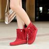 Bohemian Ankle Boots for Women Tassel Fringe Faux Suede Custom Short Boots Inside Height-increasing Shoes Flat Booties WSH5018