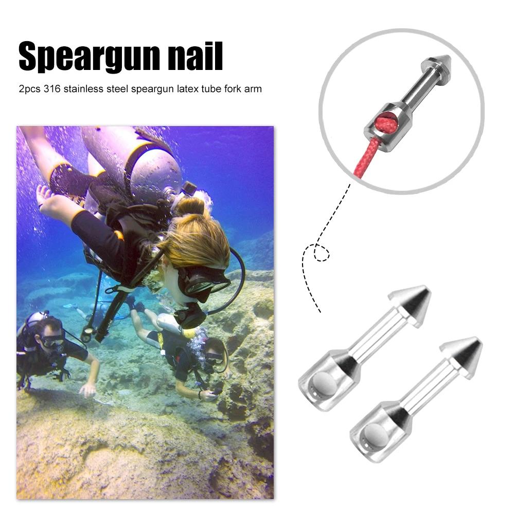 2-10PCS Spear Band Wishbone Nails Stainless Steel Nail Fish Fork Replacement Speargun Rubber Band for Spearfishing Diving