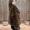 Imitation Fur Winter Fashion Chinchilla Jacket Lapel New Imitation Rex Rabbit Hair Short Fluff Cross-grain Coat