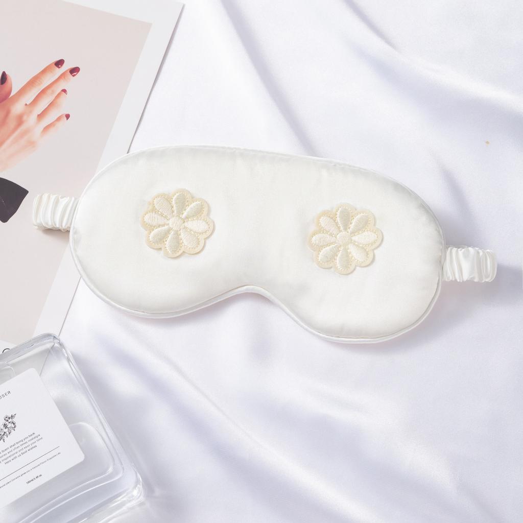 Flower Embroidered Eye Mask for Sleep Travel Comfort Women's Cosmetic Eye Mask with Flower Design