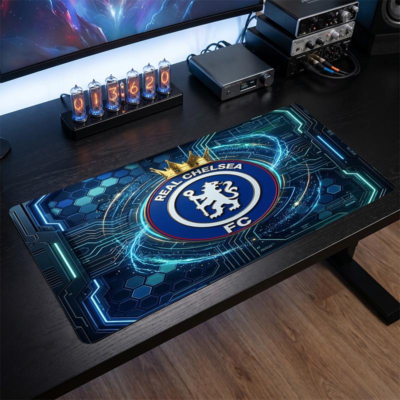 Duża Podkładka pod Mysz z Nadrukiem Chelsea FC, Antypoślizgowa Miękka Gumowa Mata Biurkowa do Gier na Biurko, Dekoracja do Biura, Laptopa, Komputera