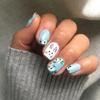 Easter Nail Art 24 Pcs Short Square Press On Nail With Rabbit And Flower Pattern Full Cover False Nail For Women