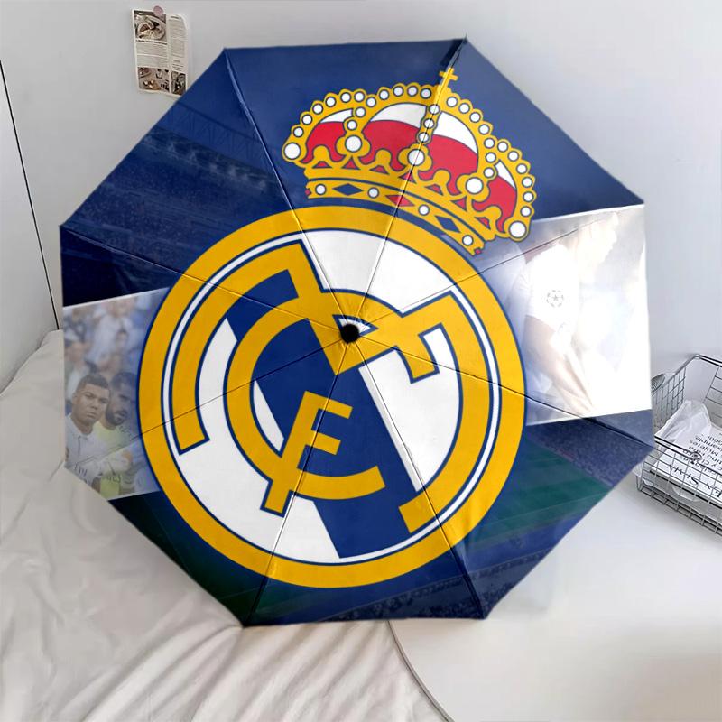 Real Madrid CF  pattern, automatic folding umbrella, portable and foldable design, 8 ribs, a Christmas or birthday gift.