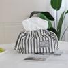 Cotton Stripe Napkin Holder Exquisite Paper Towel Dispenser Home Use Drawstring Tissue Bag  Kitchen