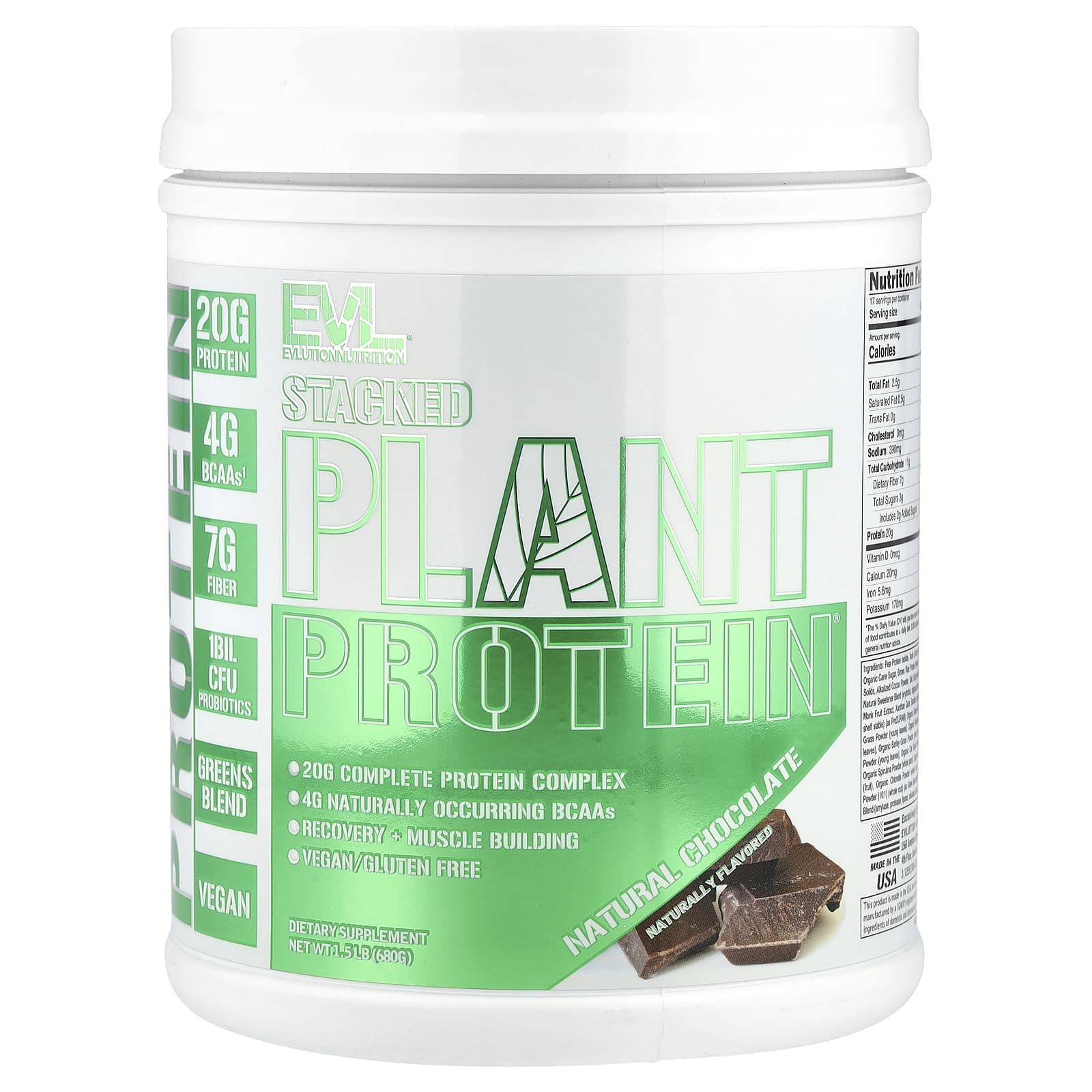

Stacked Plant Protein, Natural Chocolate, 680G(1.5Lb)
