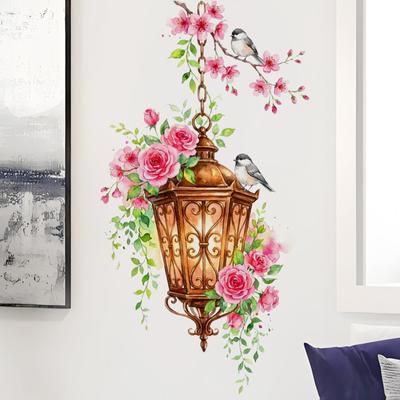 Watercolor Flower Chandelier Living Room Entryway Wall Decoration Sticker